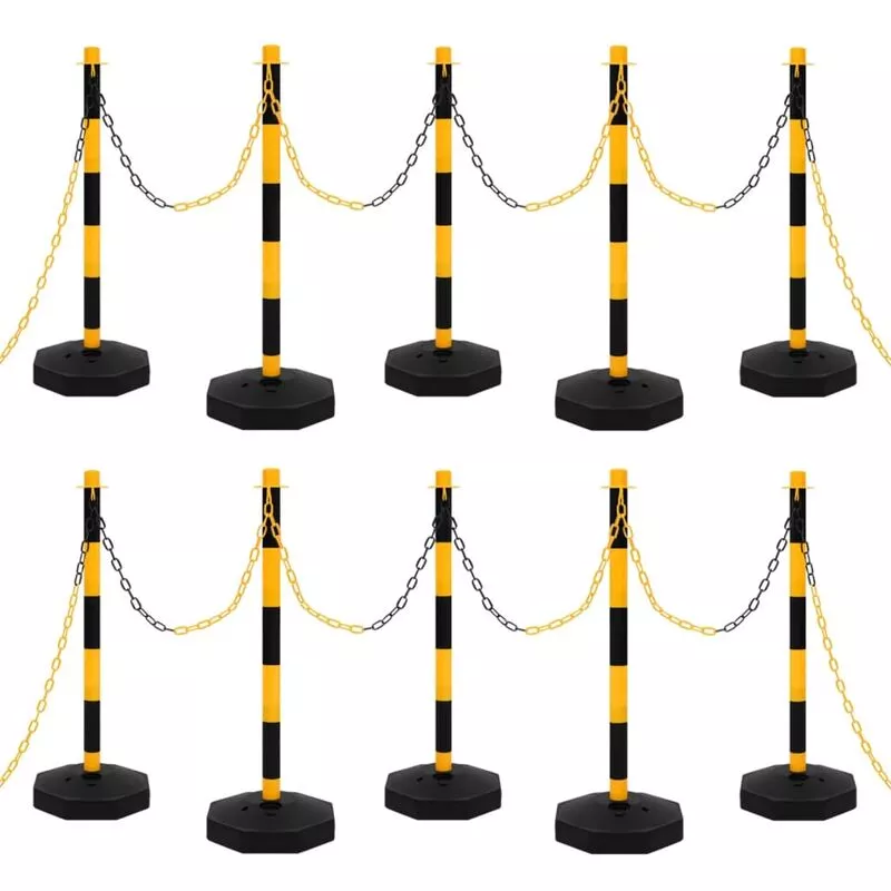 vidaXL Juego de barrera con postes y cadena plástico 10 m barato